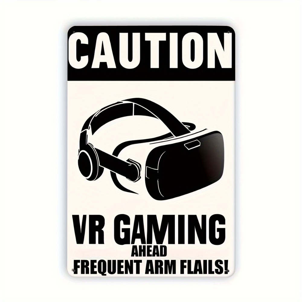 Retro Gaming Vr - Металлическая табличка «Осторожно, VR-игры» в ретро-стиле,