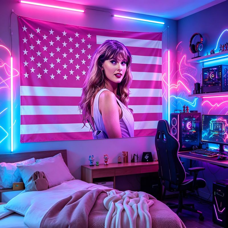 Retro Gaming Decor - Гобелен с принтом американского флага и